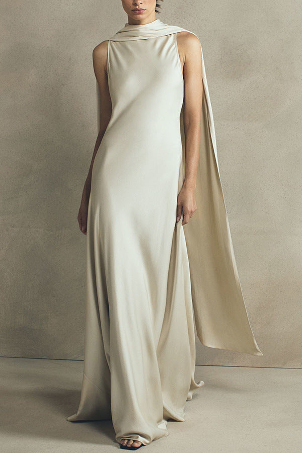 Robe Élégante en Satin avec Ruban