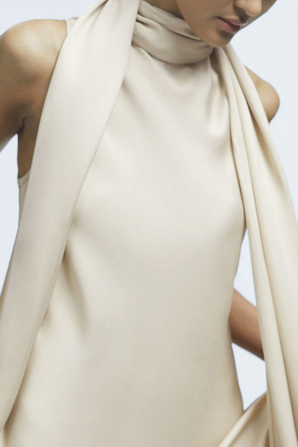 Robe Élégante en Satin avec Ruban