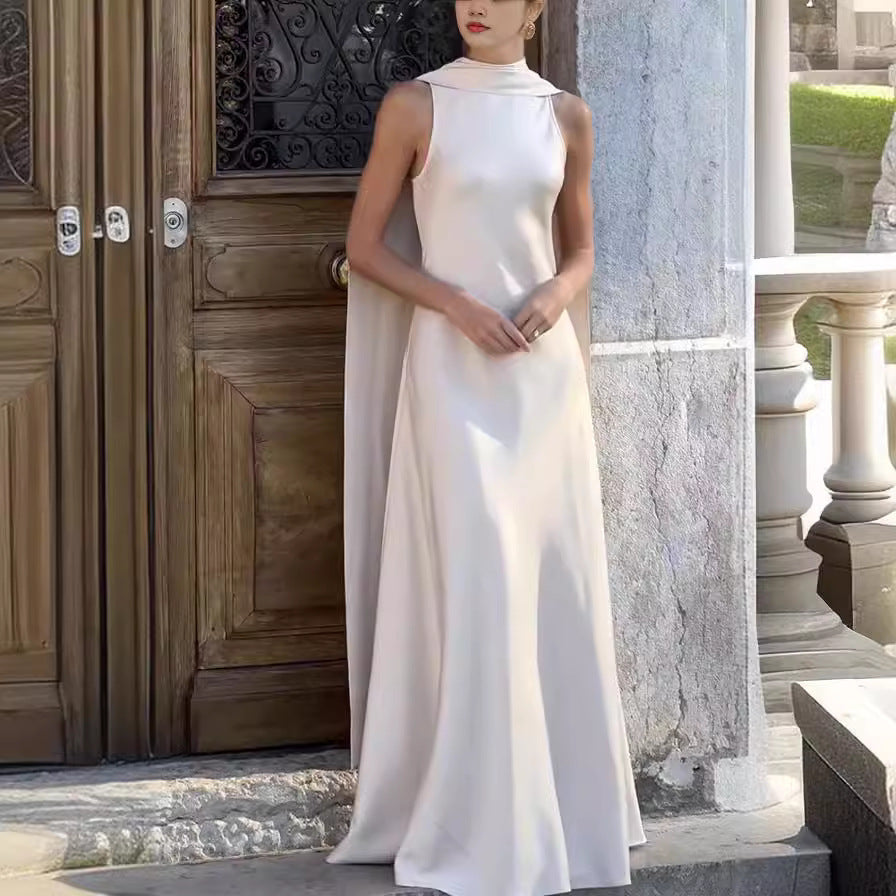 Robe Élégante en Satin avec Ruban